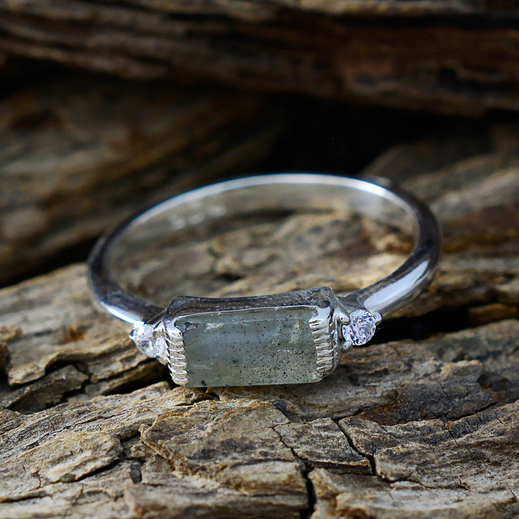 Labradorite Halo Turkish Silver Gray Gemstones Delicate Glamorous Ring Jewelry