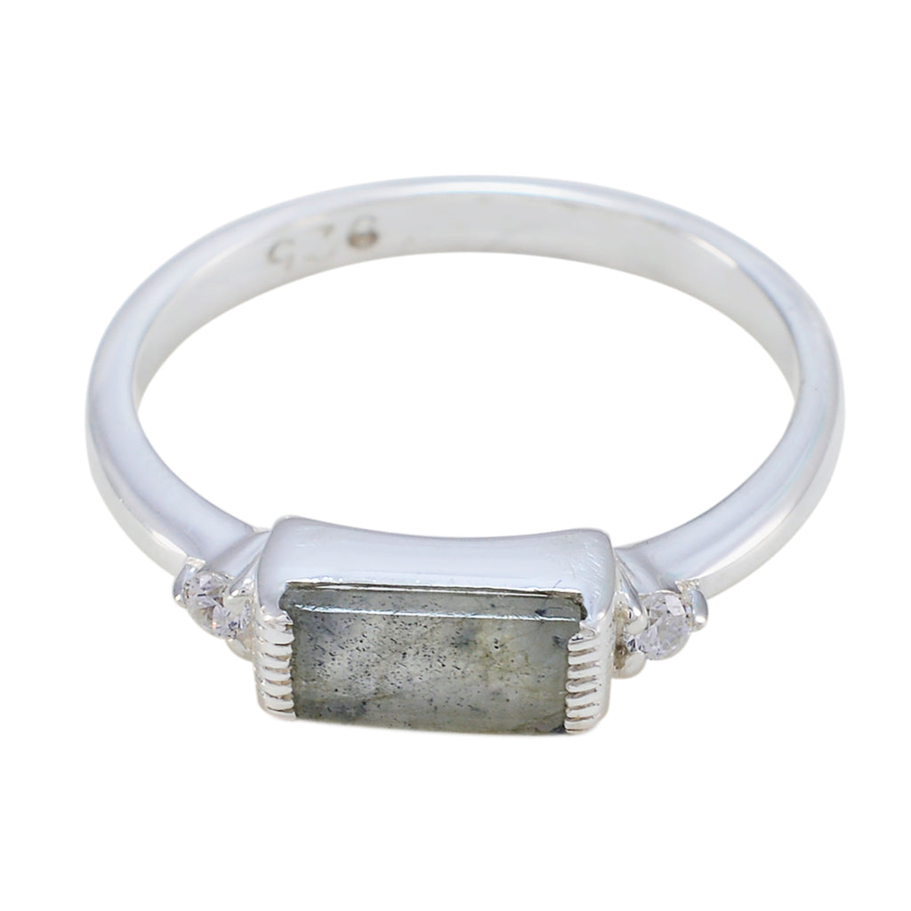 Labradorite Halo Turkish Silver Gray Gemstones Delicate Glamorous Ring Jewelry