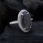 Labradorite Halo African Sterling Silver Gray Gemstones Tiny Modern Ring Jewelry