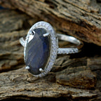 Labradorite Halo African Sterling Silver Gray Gemstones Tiny Modern Ring Jewelry