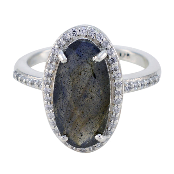 Labradorite Halo African Sterling Silver Gray Gemstones Tiny Modern Ring Jewelry