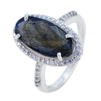 Labradorite Halo African Sterling Silver Gray Gemstones Tiny Modern Ring Jewelry