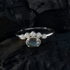 Labradorite Halo Turkish 925 Silver Gray Gemstones Elegant  Trendy Ring Jewelry