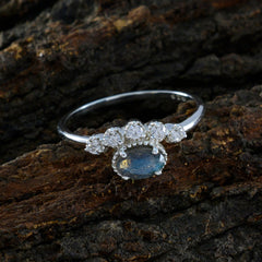 Labradorite Halo Turkish 925 Silver Gray Gemstones Elegant  Trendy Ring Jewelry