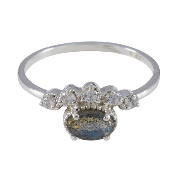 Labradorite Halo Turkish 925 Silver Gray Gemstones Elegant  Trendy Ring Jewelry