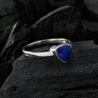 Lapis Lazuli Solitaire Australian 92.5 Silver Blue Gemstones Dainty Geometric Ring Jewelry