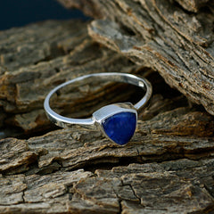 Lapis Lazuli Solitaire Australian 92.5 Silver Blue Gemstones Dainty Geometric Ring Jewelry