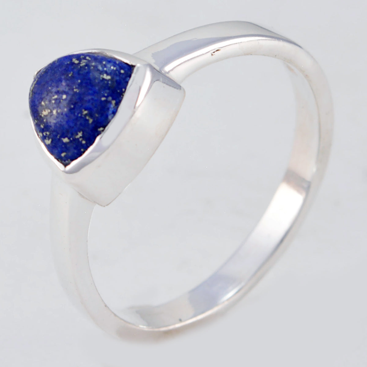 Lapis Lazuli Solitaire Australian 92.5 Silver Blue Gemstones Dainty Geometric Ring Jewelry