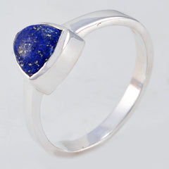 Lapis Lazuli Solitaire Australian 92.5 Silver Blue Gemstones Dainty Geometric Ring Jewelry