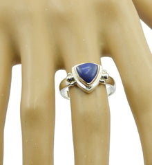 Lapis Lazuli Solitaire Mexican Silver Blue Gems Slim Traditional Ring Jewellery