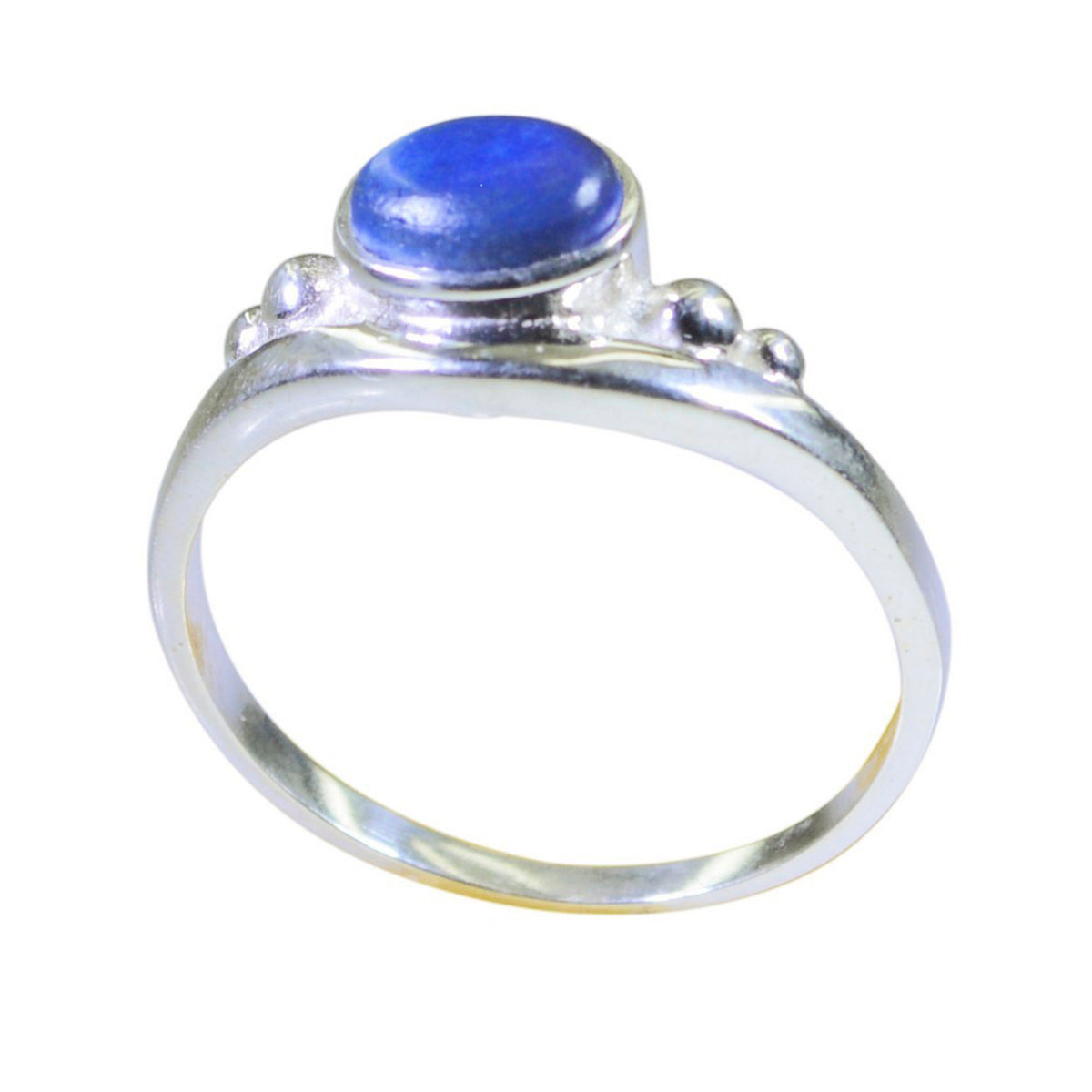 Lapis Lazuli Solitaire American Silver Blue Gemstone Delicate Graceful Ring Jewellery メイン画像