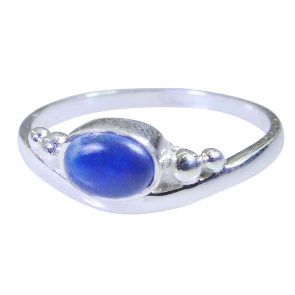 Lapis Lazuli Solitaire American Silver Blue Gemstone Delicate Graceful Ring Jewellery