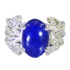 Lapis Lazuli Solitaire African Silver Blue Gemstone Versatile Cultural Ring Jewelry