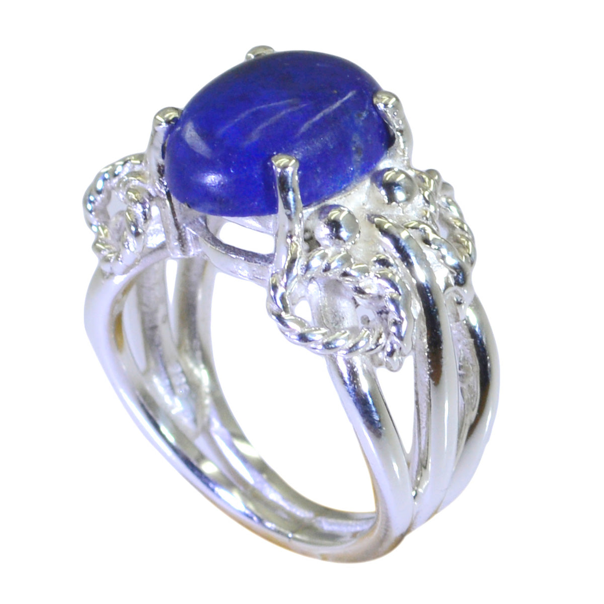 Lapis Lazuli Solitaire Afrikansk Silver Blå Ädelsten Mångsidig Kulturell Ring Smycke Sekundär produktbild