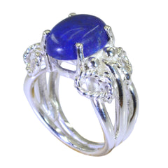 Lapis Lazuli Solitaire African Silver Blue Gemstone Versatile Cultural Ring Jewelry