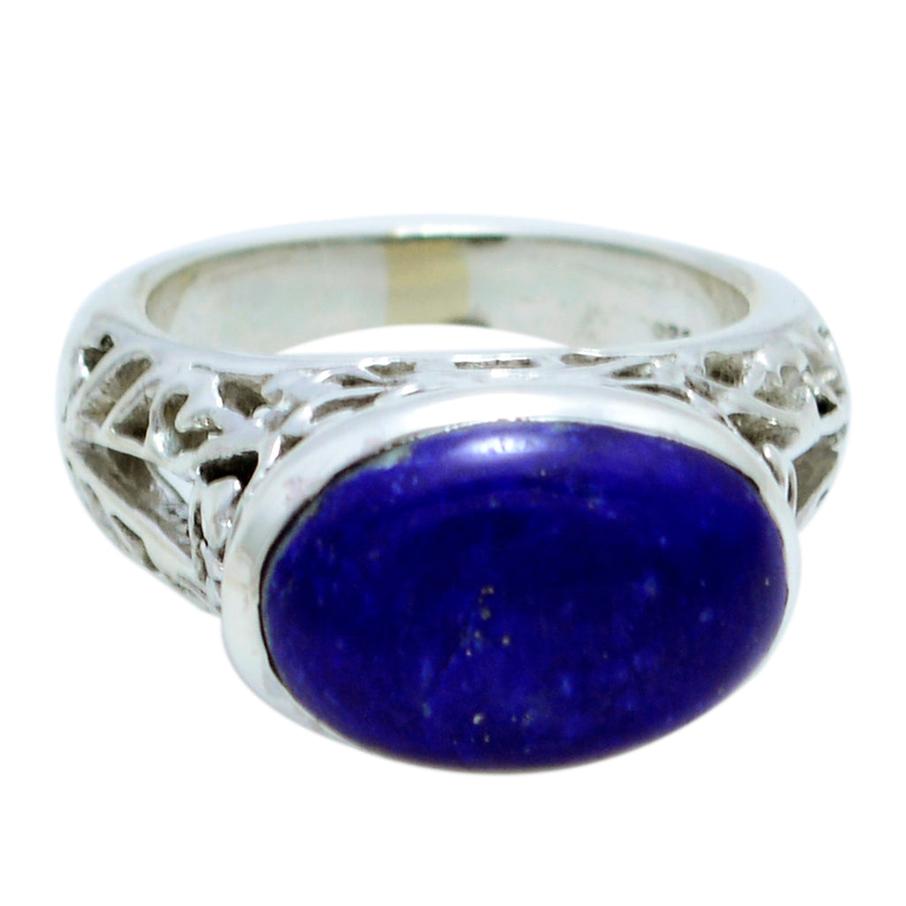 Lapis Lazuli Solitaire German 925 Silver Blue Gemstone Eye catching Engagement Ring Jewellery
