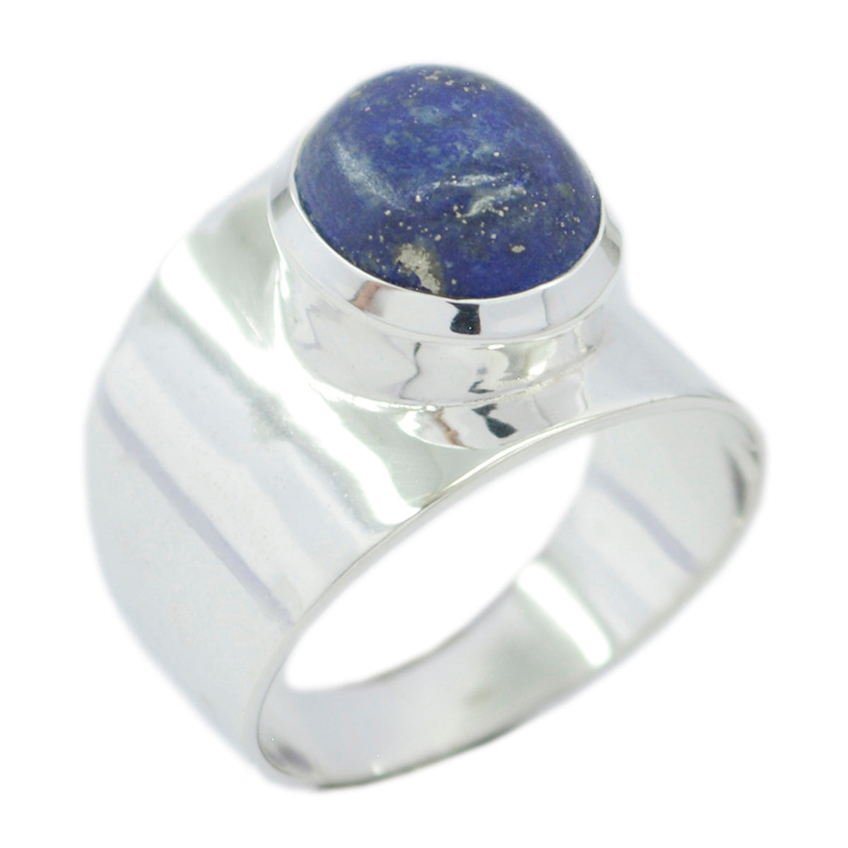 Lapis Lazuli Solitaire Russian 92.5 Silver Blue Gemstone Eye catching Armor Ring Jewelry