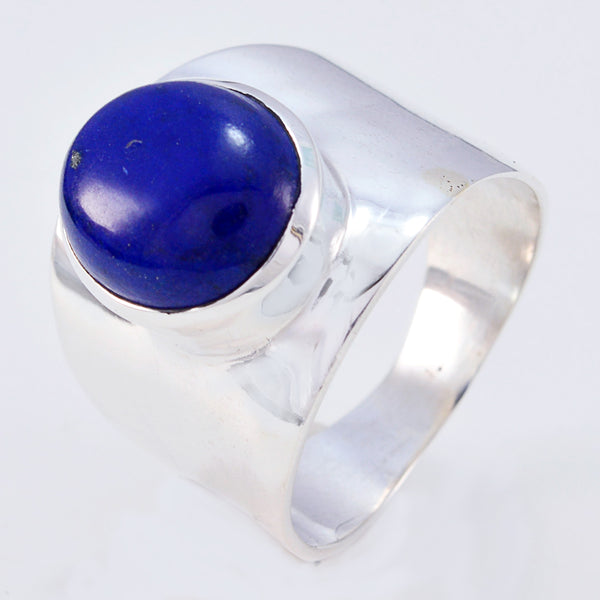 Lapis Lazuli Solitaire Russian 92.5 Silver Blue Gemstone Eye catching Armor Ring Jewelry