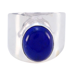 Lapis Lazuli Solitaire Russian 92.5 Silver Blue Gemstone Eye catching Armor Ring Jewelry
