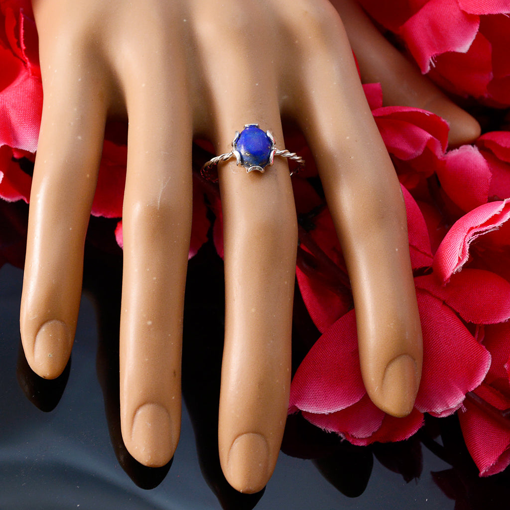 Lapis Lazuli Solitaire Turkish 92.5 Silver Blue Gems Elegant  Twist Ring Jewellery
