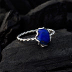 Lapis Lazuli Solitaire Turkish 92.5 Silver Blue Gems Elegant  Twist Ring Jewellery