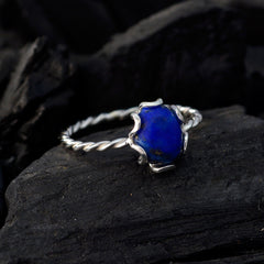 Lapis Lazuli Solitaire Turkish 92.5 Silver Blue Gems Elegant  Twist Ring Jewellery