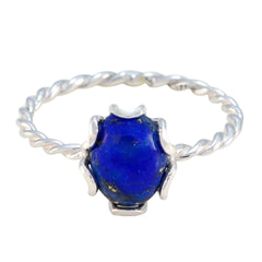 Lapis Lazuli Solitaire Turkish 92.5 Silver Blue Gems Elegant  Twist Ring Jewellery
