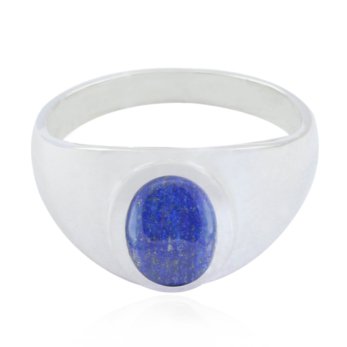Lapis Lazuli Solitaire Egyptian 92.5 Silver Blue Gemstone Minimal Traditional Ring Jewelry