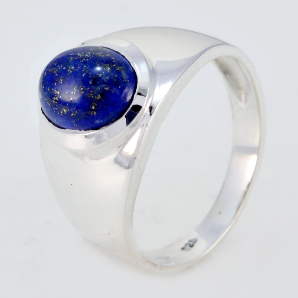 Lapis Lazuli Solitaire Egyptian 92.5 Silver Blue Gemstone Minimal Traditional Ring Jewelry