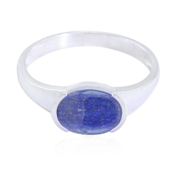 Lapis Lazuli Solitaire Turkish 925 Silver Blue Gemstone Dainty Abstract Ring Jewelry