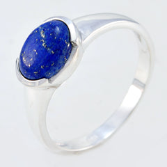 Lapis Lazuli Solitaire Turkish 925 Silver Blue Gemstone Dainty Abstract Ring Jewelry