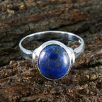 Lapis Lazuli Solitaire French 925 Silver Blue Gems Minimal Artisan Ring Jewelry