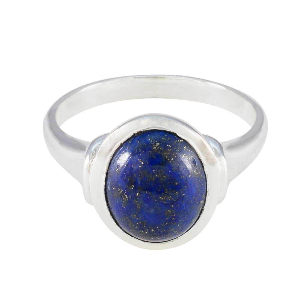 Lapis Lazuli Solitaire French 925 Silver Blue Gems Minimal Artisan Ring Jewelry