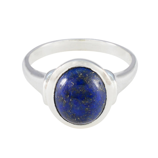 Lapis Lazuli Solitaire French 925 Silver Blue Gems Minimal Artisan Ring Jewelry