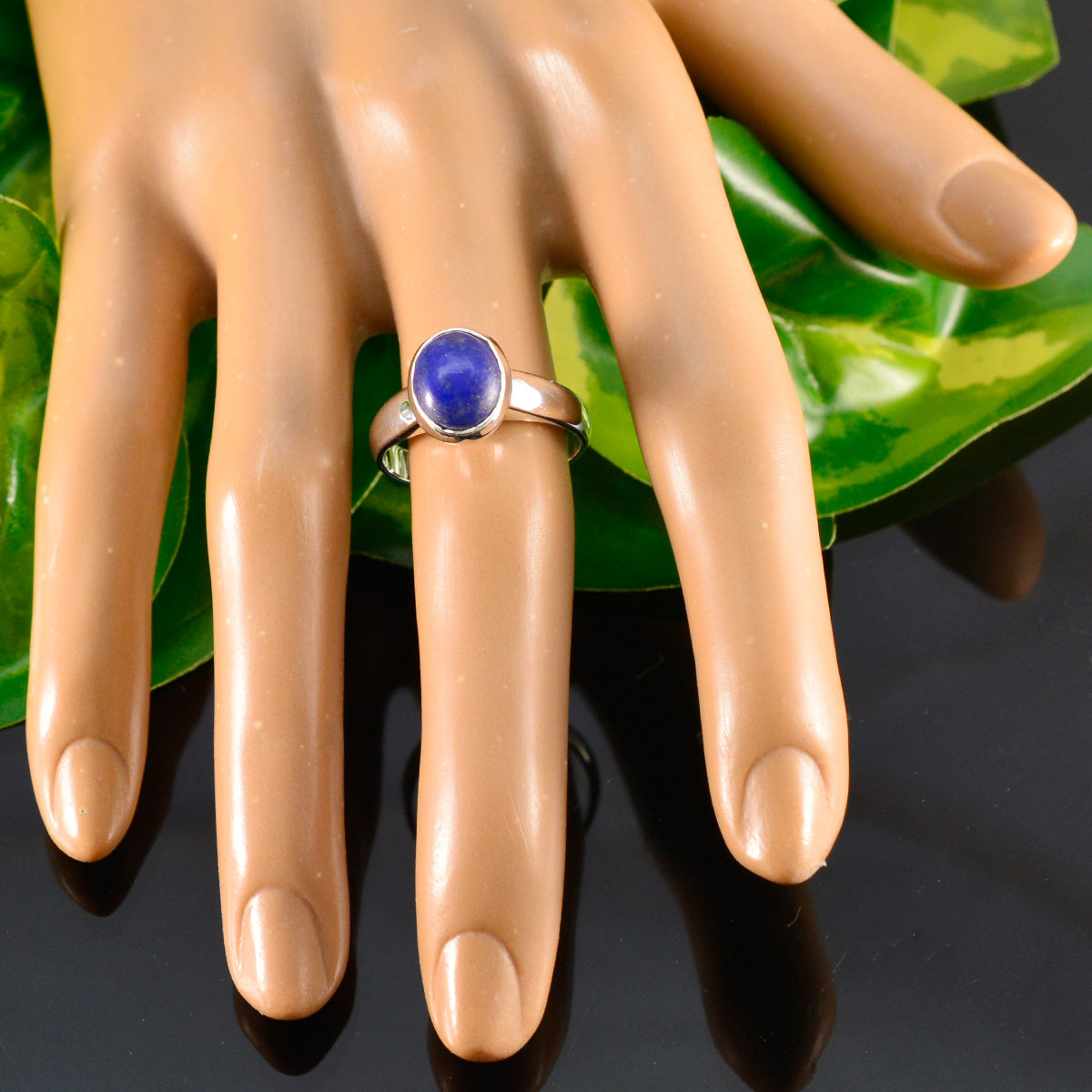 Lapis Lazuli Solitaire Indian 92.5 Silver Blue Gemstone Classic Feminine Ring Jewelry