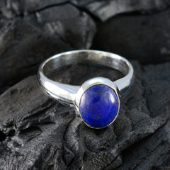 Lapis Lazuli Solitaire Indian 92.5 Silver Blue Gemstone Classic Feminine Ring Jewelry