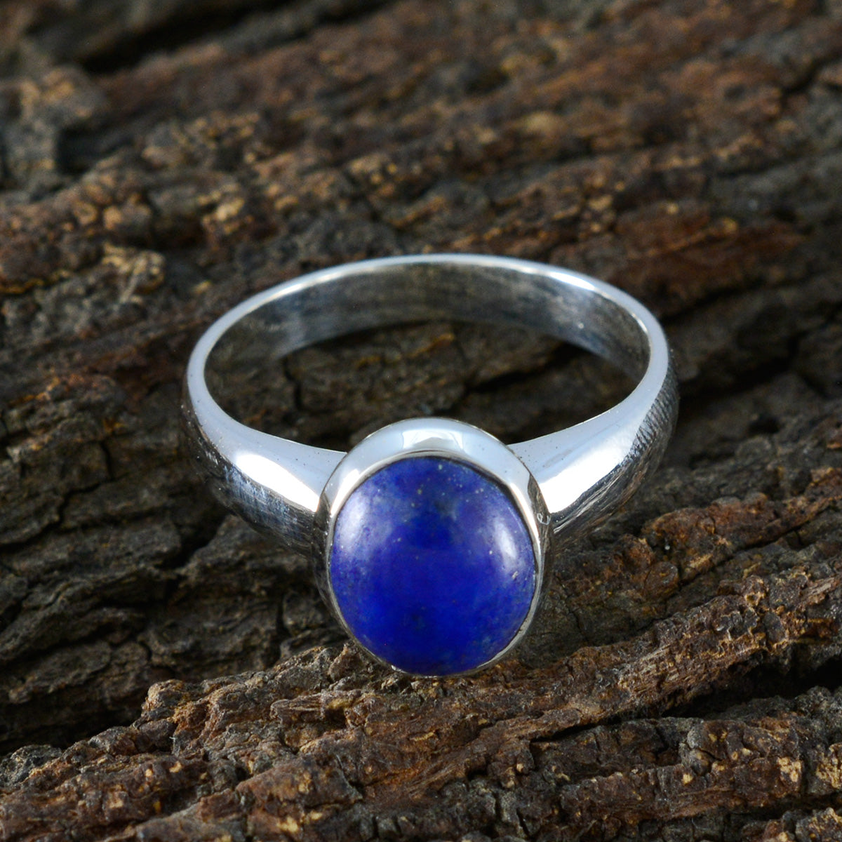 Lapis Lazuli Solitaire Indian 92.5 Silver Blue Gemstone Classic Feminine Ring Jewelry