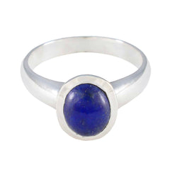 Lapis Lazuli Solitaire Indian 92.5 Silver Blue Gemstone Classic Feminine Ring Jewelry