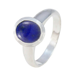 Lapis Lazuli Solitaire Indian 92.5 Silver Blue Gemstone Classic Feminine Ring Jewelry