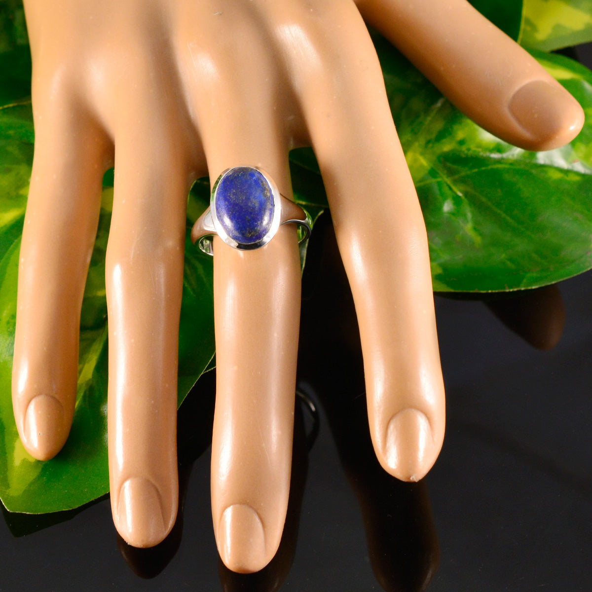 Lapis Lazuli Solitaire Moroccan 925 Silver Blue Gemstone Minimal Modern Ring Jewelry