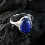Lapis Lazuli Solitaire Moroccan 925 Silver Blue Gemstone Minimal Modern Ring Jewelry