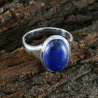 Lapis Lazuli Solitaire Moroccan 925 Silver Blue Gemstone Minimal Modern Ring Jewelry