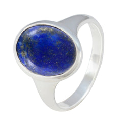 Lapis Lazuli Solitaire Moroccan 925 Silver Blue Gemstone Minimal Modern Ring Jewelry