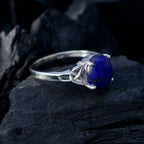 Lapis Lazuli Solitaire French 92.5 Silver Blue Gemstones Featherlight Boho Ring Jewelry