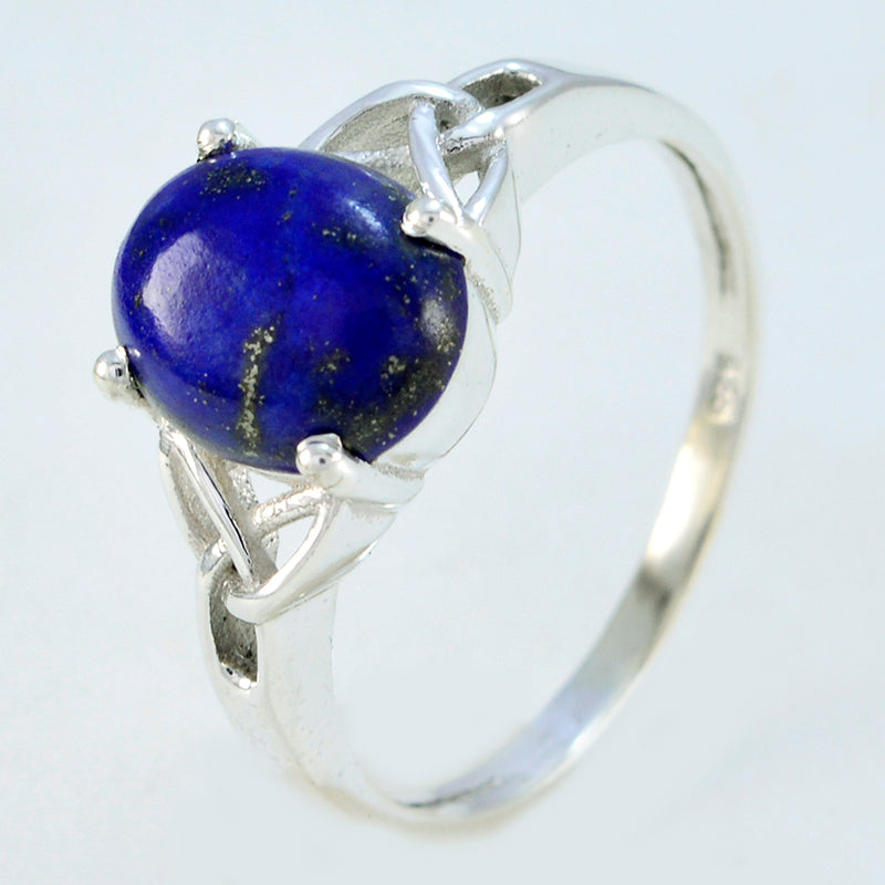 Lapis Lazuli Solitaire French 92.5 Silver Blue Gemstones Featherlight Boho Ring Jewelry Второстепенное изображение товара
