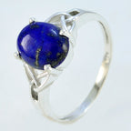 Lapis Lazuli Solitaire French 92.5 Silver Blue Gemstones Featherlight Boho Ring Jewelry