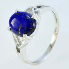 Lapis Lazuli Solitaire French 92.5 Silver Blue Gemstones Featherlight Boho Ring Jewelry