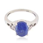 Lapis Lazuli Solitaire Korean Silver Blue Gems Whisper thin Claddagh Ring Jewellery