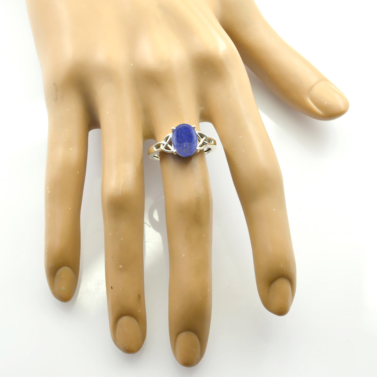 Lapis Lazuli Solitaire Korean Silver Blue Gems Whisper thin Claddagh Ring Jewellery