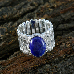 Lapis Lazuli Solitaire African Silver Blue Gemstones Edgy Armor Band Jewelry
